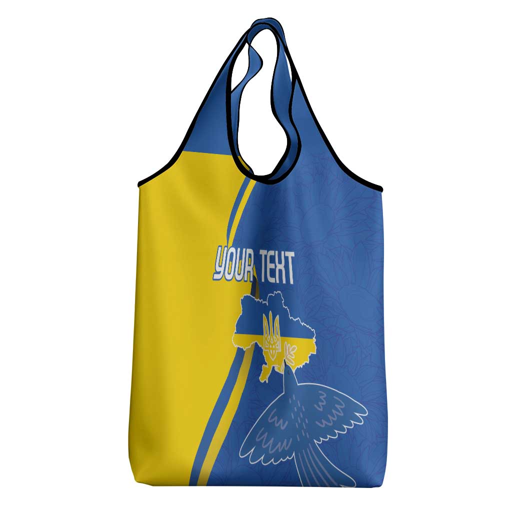 Personalized Ukraine Independence Day Grocery Bag Peace Dove Sunflower