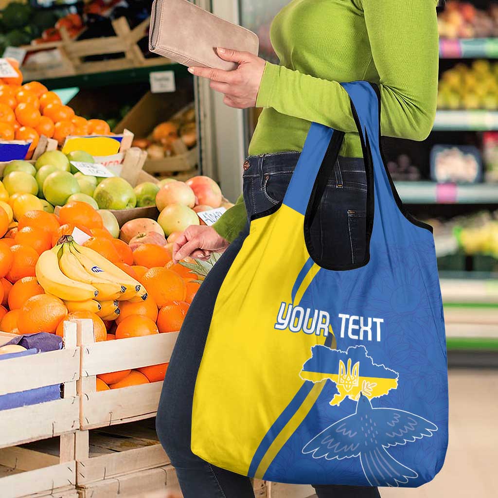 Personalized Ukraine Independence Day Grocery Bag Peace Dove Sunflower