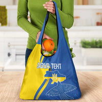 Personalized Ukraine Independence Day Grocery Bag Peace Dove Sunflower