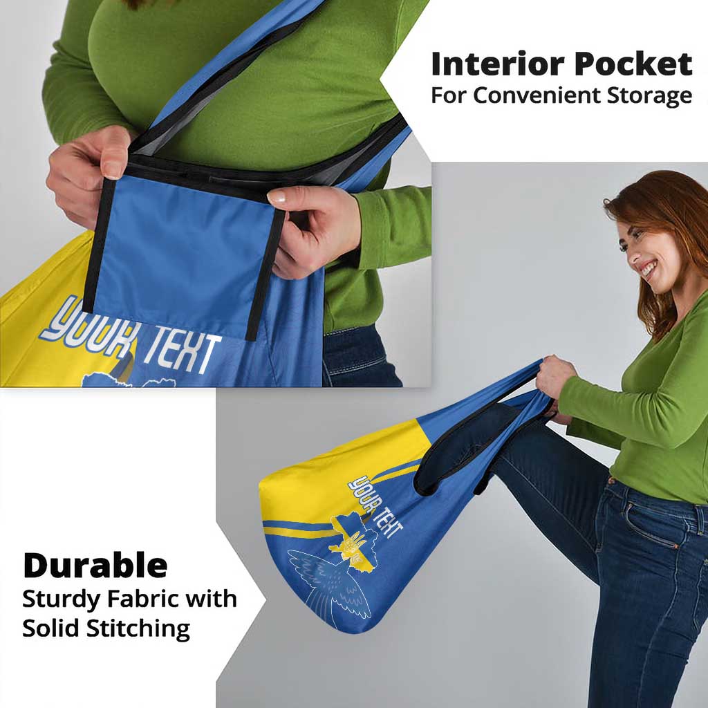 Personalized Ukraine Independence Day Grocery Bag Peace Dove Sunflower