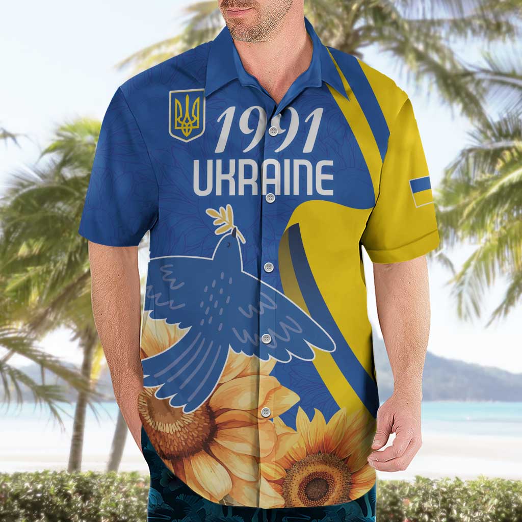 Personalized Ukraine Independence Day Hawaiian Shirt Peace Dove Sunflower - Wonder Print Shop