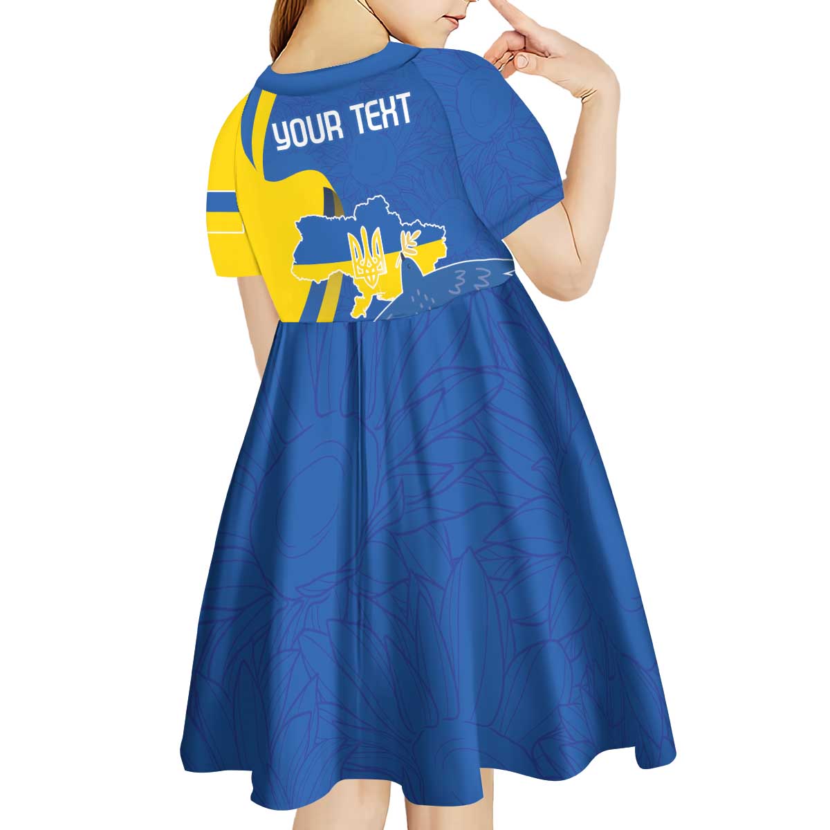 Personalized Ukraine Independence Day Kid Short Sleeve Dress Peace Dove Sunflower - Wonder Print Shop