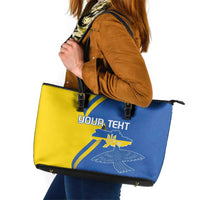 Personalized Ukraine Independence Day Leather Tote Bag Peace Dove Sunflower - Wonder Print Shop