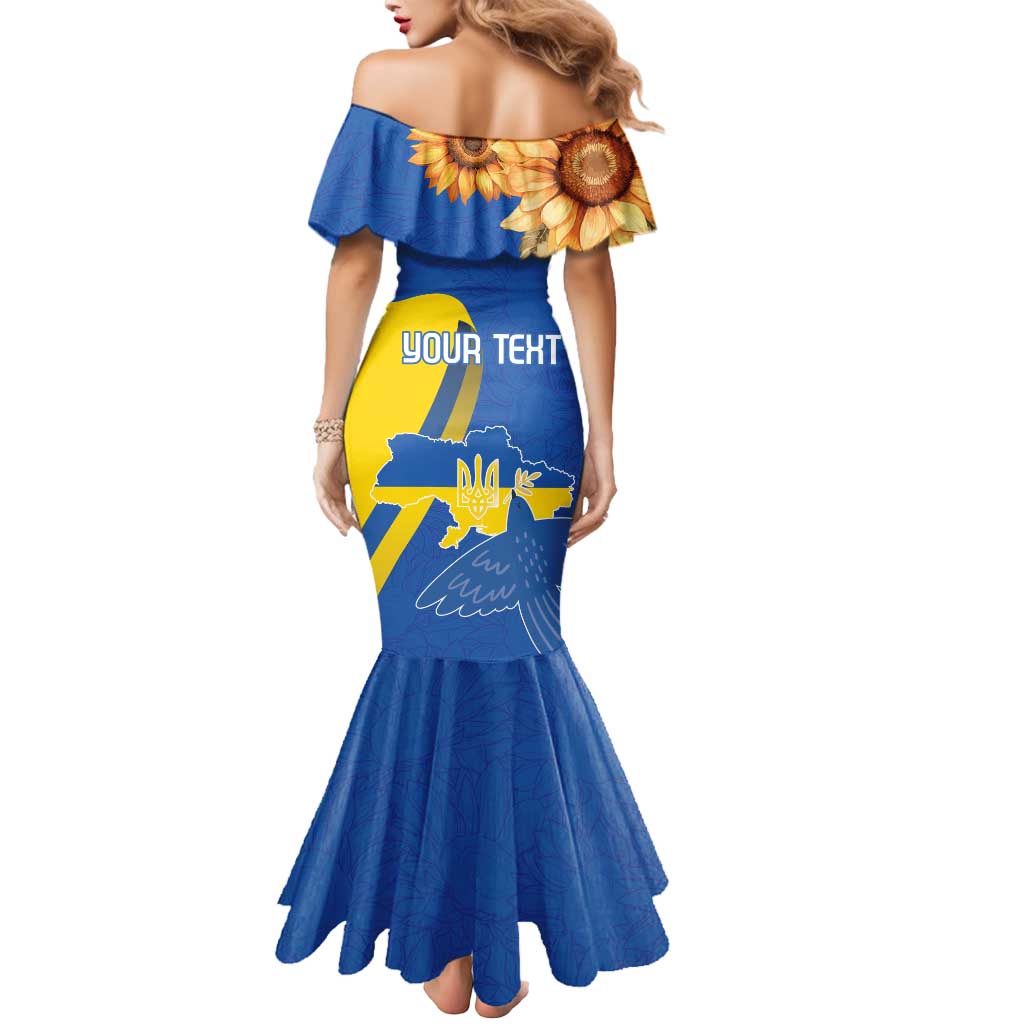 Personalized Ukraine Independence Day Mermaid Dress Peace Dove Sunflower - Wonder Print Shop