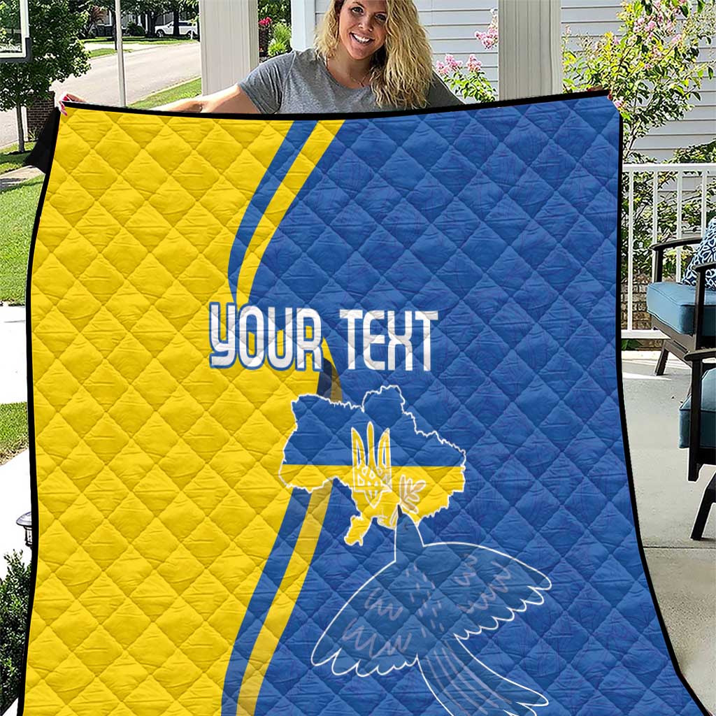 Personalized Ukraine Independence Day Quilt Peace Dove Sunflower - Wonder Print Shop
