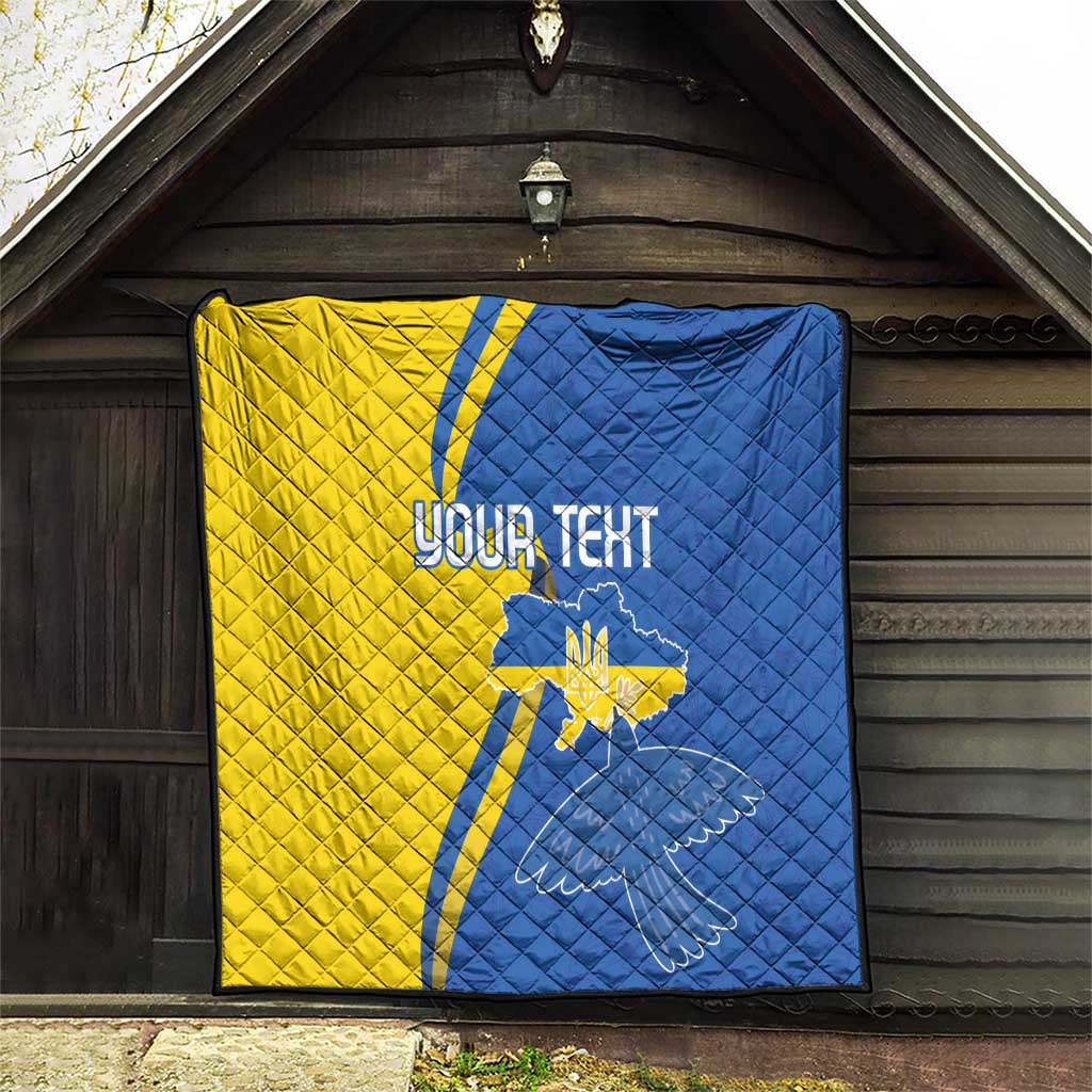 Personalized Ukraine Independence Day Quilt Peace Dove Sunflower - Wonder Print Shop