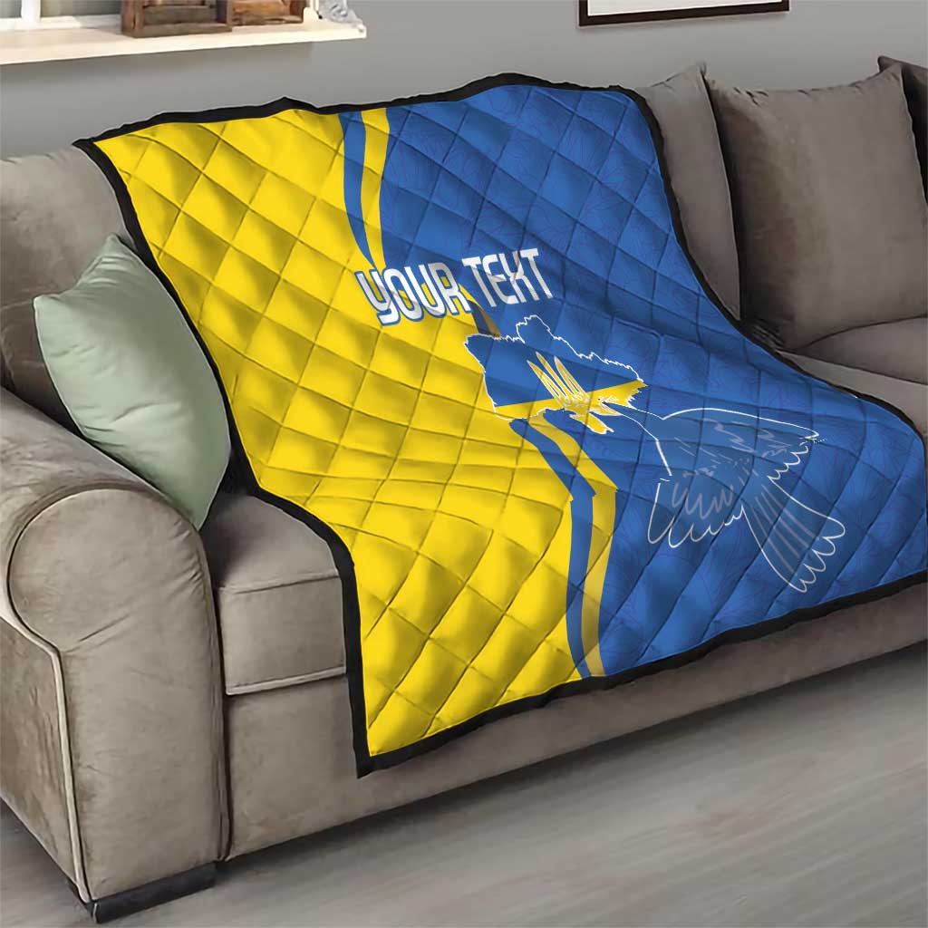 Personalized Ukraine Independence Day Quilt Peace Dove Sunflower - Wonder Print Shop