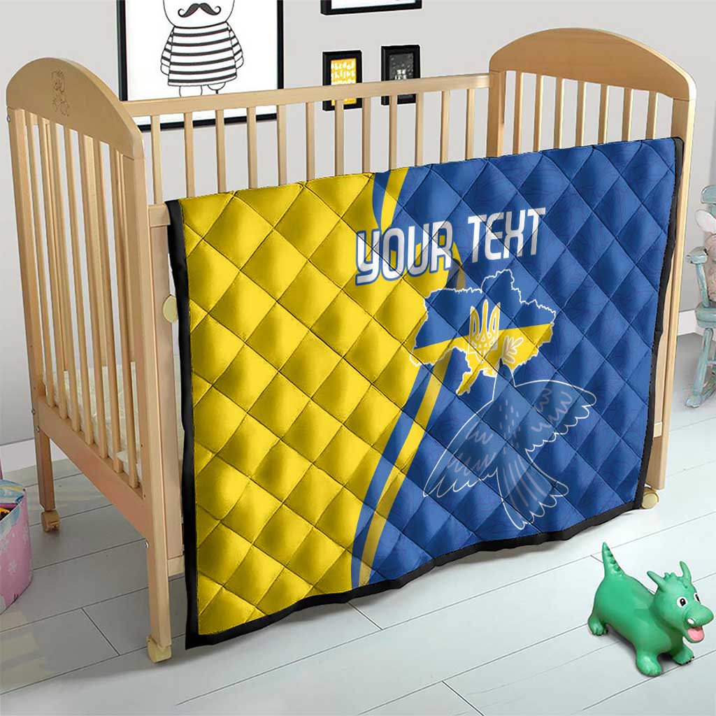 Personalized Ukraine Independence Day Quilt Peace Dove Sunflower - Wonder Print Shop