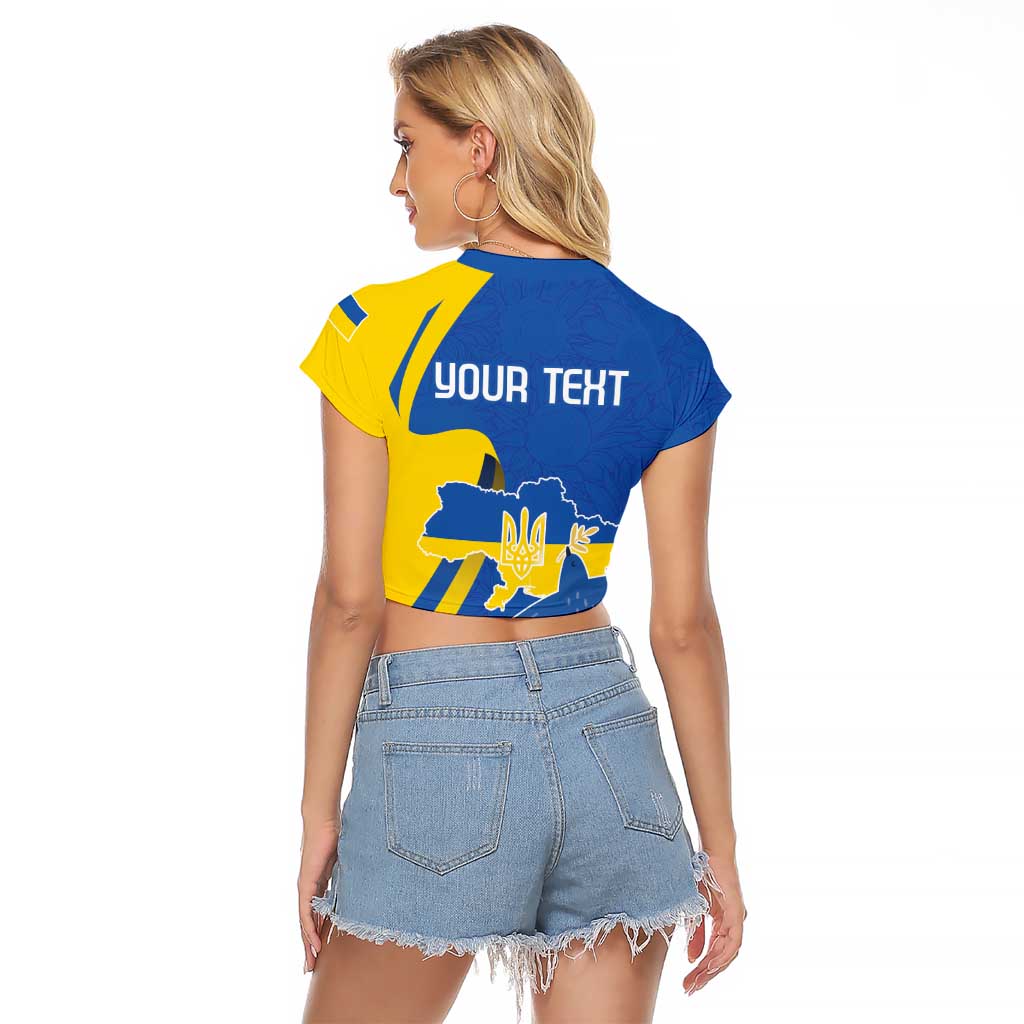 Personalized Ukraine Independence Day Raglan Cropped T Shirt Peace Dove Sunflower - Wonder Print Shop