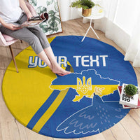 Personalized Ukraine Independence Day Round Carpet Peace Dove Sunflower