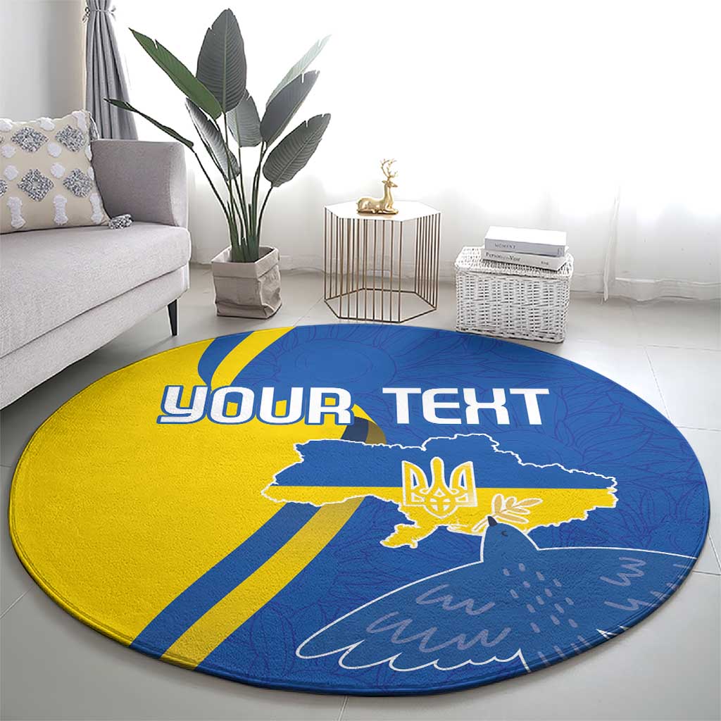Personalized Ukraine Independence Day Round Carpet Peace Dove Sunflower