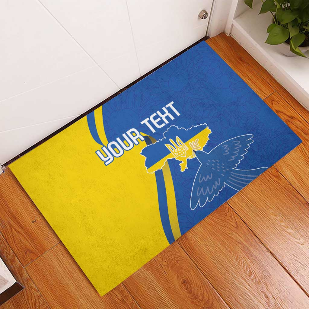 Personalized Ukraine Independence Day Rubber Doormat Peace Dove Sunflower - Wonder Print Shop