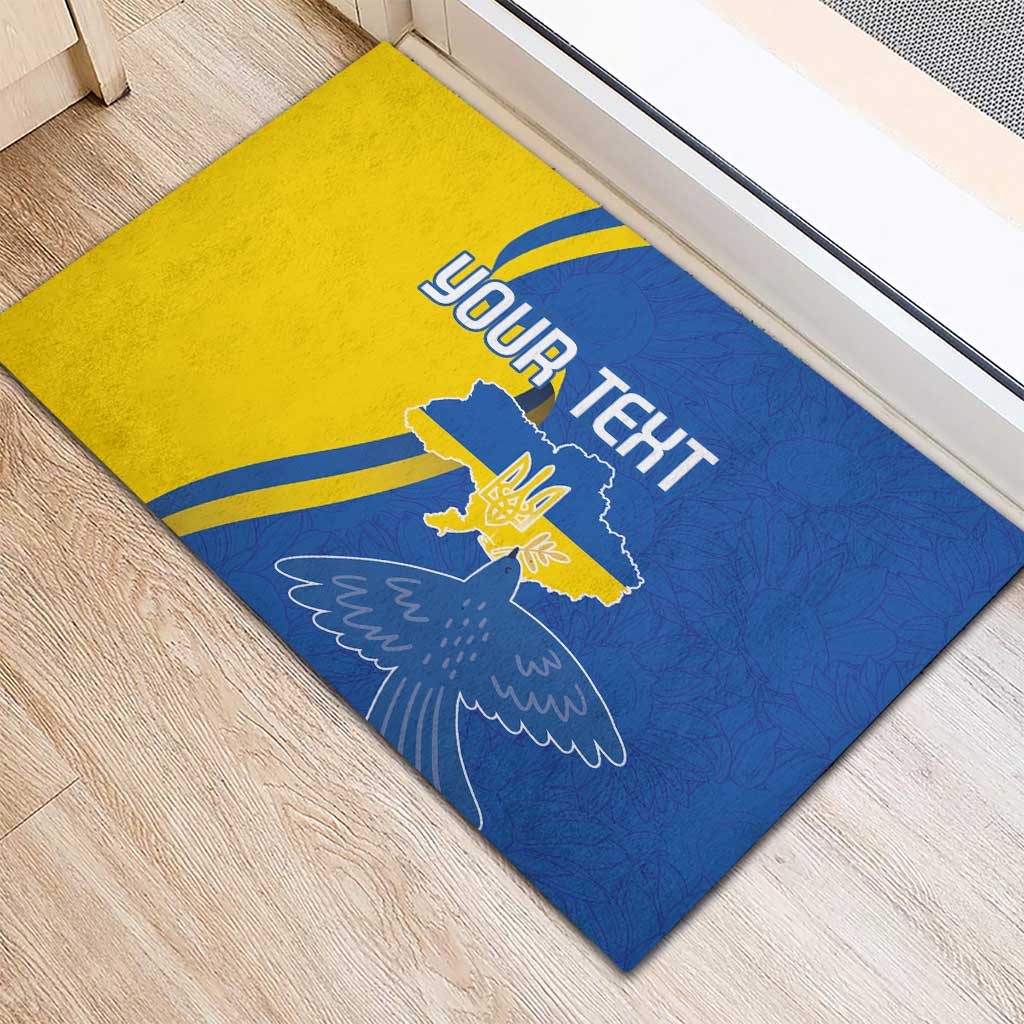 Personalized Ukraine Independence Day Rubber Doormat Peace Dove Sunflower - Wonder Print Shop