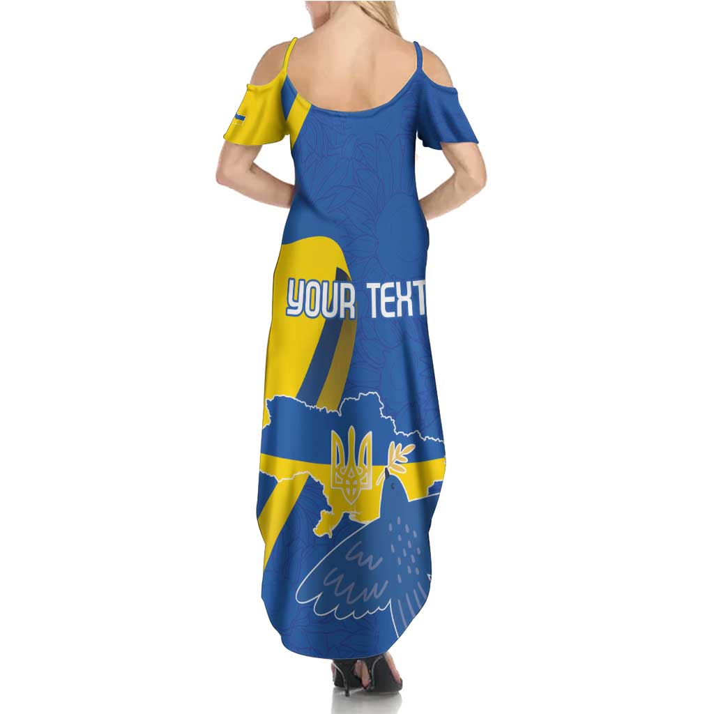 Personalized Ukraine Independence Day Summer Maxi Dress Peace Dove Sunflower - Wonder Print Shop