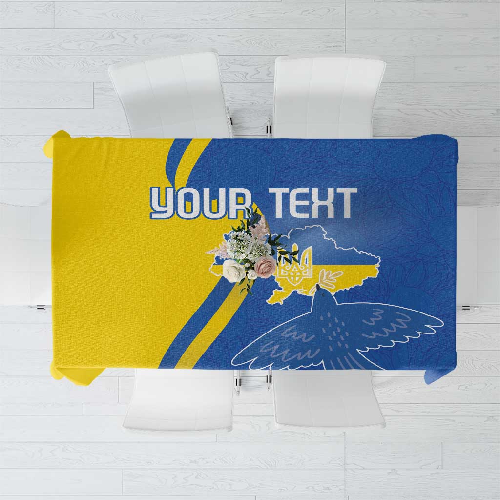 Personalized Ukraine Independence Day Tablecloth Peace Dove Sunflower - Wonder Print Shop