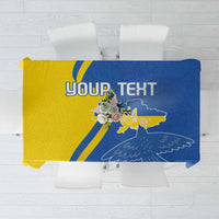 Personalized Ukraine Independence Day Tablecloth Peace Dove Sunflower - Wonder Print Shop
