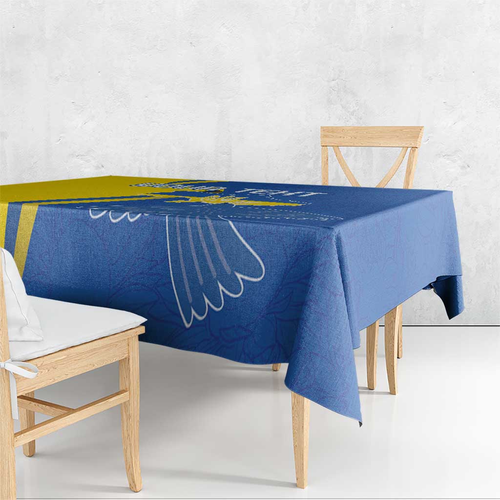 Personalized Ukraine Independence Day Tablecloth Peace Dove Sunflower - Wonder Print Shop