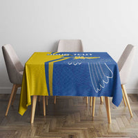 Personalized Ukraine Independence Day Tablecloth Peace Dove Sunflower - Wonder Print Shop