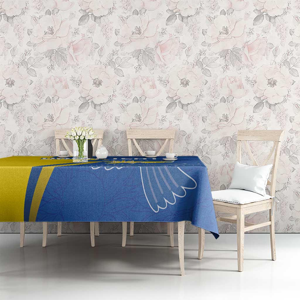 Personalized Ukraine Independence Day Tablecloth Peace Dove Sunflower - Wonder Print Shop