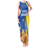 Personalized Ukraine Independence Day Tank Maxi Dress Peace Dove Sunflower - Wonder Print Shop