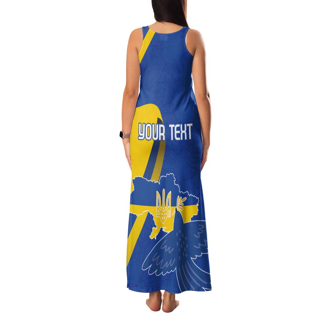 Personalized Ukraine Independence Day Tank Maxi Dress Peace Dove Sunflower - Wonder Print Shop