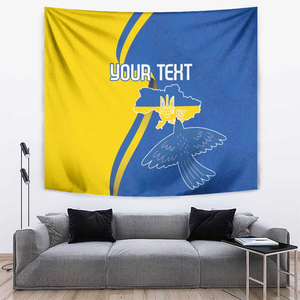 Personalized Ukraine Independence Day Tapestry Peace Dove Sunflower - Wonder Print Shop