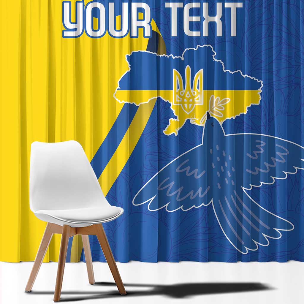 Personalized Ukraine Independence Day Window Curtain Peace Dove Sunflower - Wonder Print Shop