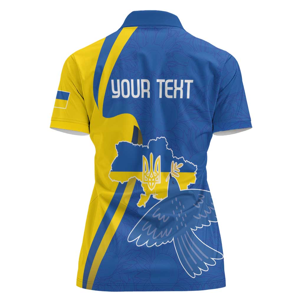 Personalized Ukraine Independence Day Women Polo Shirt Peace Dove Sunflower - Wonder Print Shop