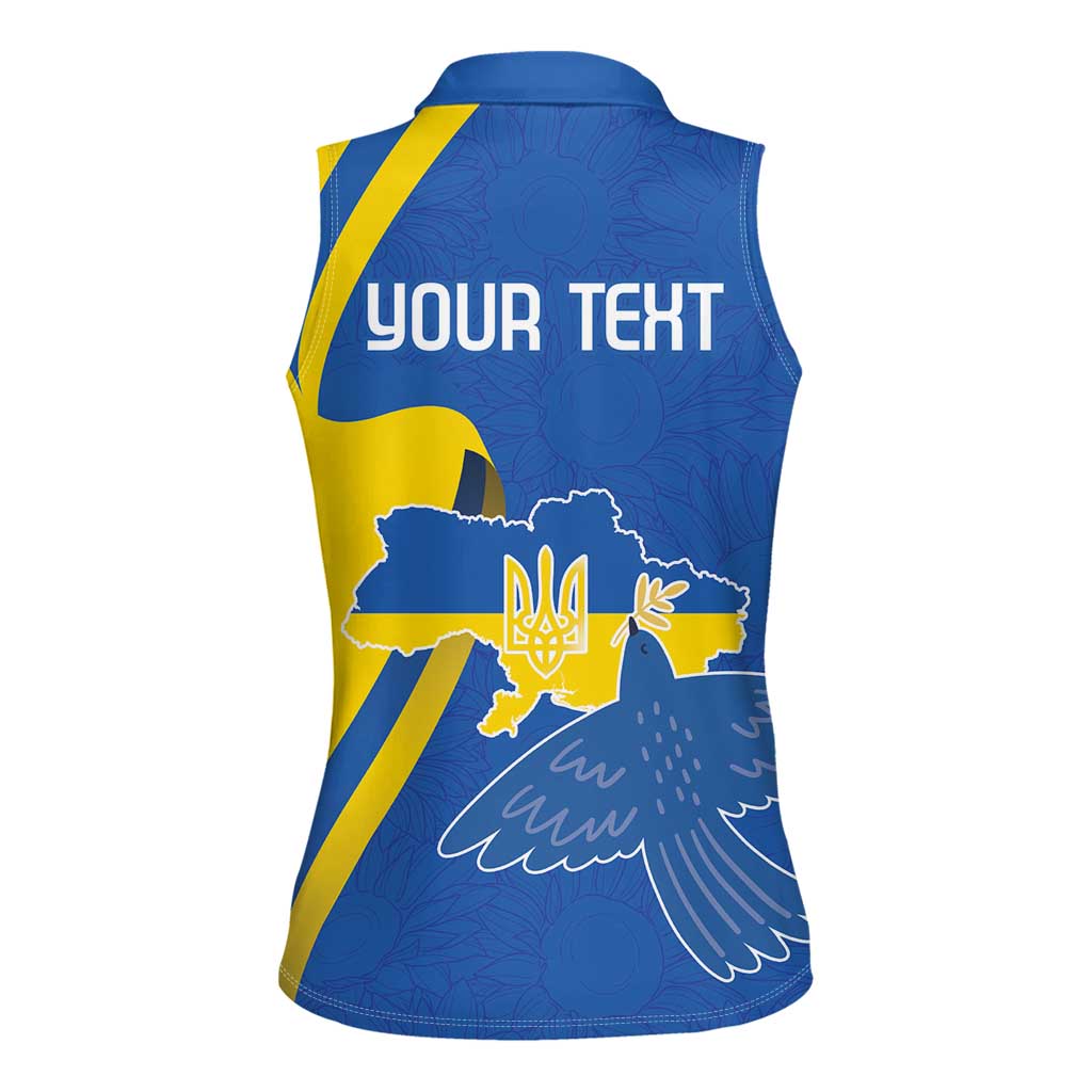 Personalized Ukraine Independence Day Women Sleeveless Polo Shirt Peace Dove Sunflower - Wonder Print Shop