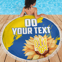 Custom Ukraine Independence Day Beach Blanket Dove Of Peace With Grunge Pattern - Wonder Print Shop