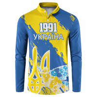 Custom Ukraine Independence Day Button Sweatshirt Dove Of Peace With Grunge Pattern - Wonder Print Shop