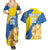 Custom Ukraine Independence Day Couples Matching Summer Maxi Dress and Hawaiian Shirt Dove Of Peace With Grunge Pattern - Wonder Print Shop