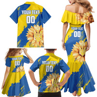 Custom Ukraine Independence Day Family Matching Mermaid Dress and Hawaiian Shirt Dove Of Peace With Grunge Pattern - Wonder Print Shop