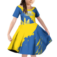 Custom Ukraine Independence Day Family Matching Off Shoulder Short Dress and Hawaiian Shirt Dove Of Peace With Grunge Pattern - Wonder Print Shop