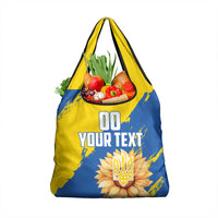 Custom Ukraine Independence Day Grocery Bag Dove Of Peace With Grunge Pattern