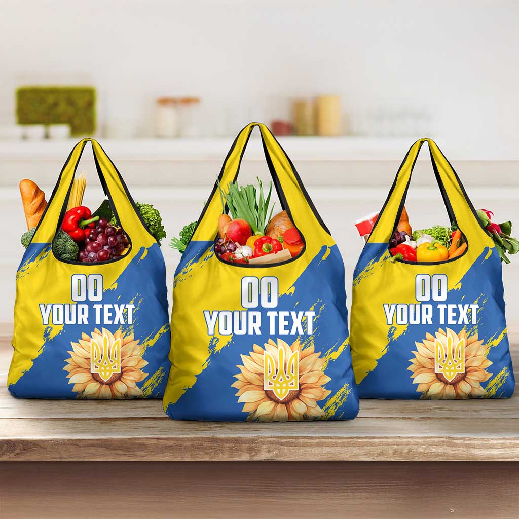 Custom Ukraine Independence Day Grocery Bag Dove Of Peace With Grunge Pattern