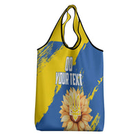 Custom Ukraine Independence Day Grocery Bag Dove Of Peace With Grunge Pattern
