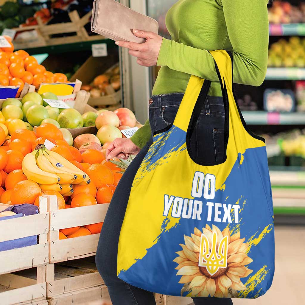 Custom Ukraine Independence Day Grocery Bag Dove Of Peace With Grunge Pattern