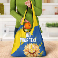 Custom Ukraine Independence Day Grocery Bag Dove Of Peace With Grunge Pattern