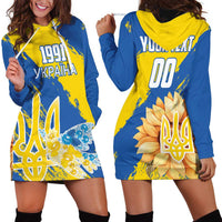 Custom Ukraine Independence Day Hoodie Dress Dove Of Peace With Grunge Pattern - Wonder Print Shop
