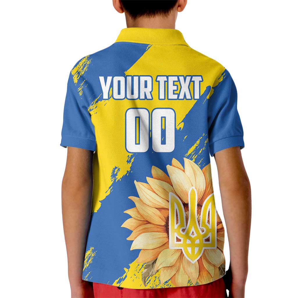 Custom Ukraine Independence Day Kid Polo Shirt Dove Of Peace With Grunge Pattern - Wonder Print Shop