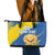 Custom Ukraine Independence Day Leather Tote Bag Dove Of Peace With Grunge Pattern - Wonder Print Shop