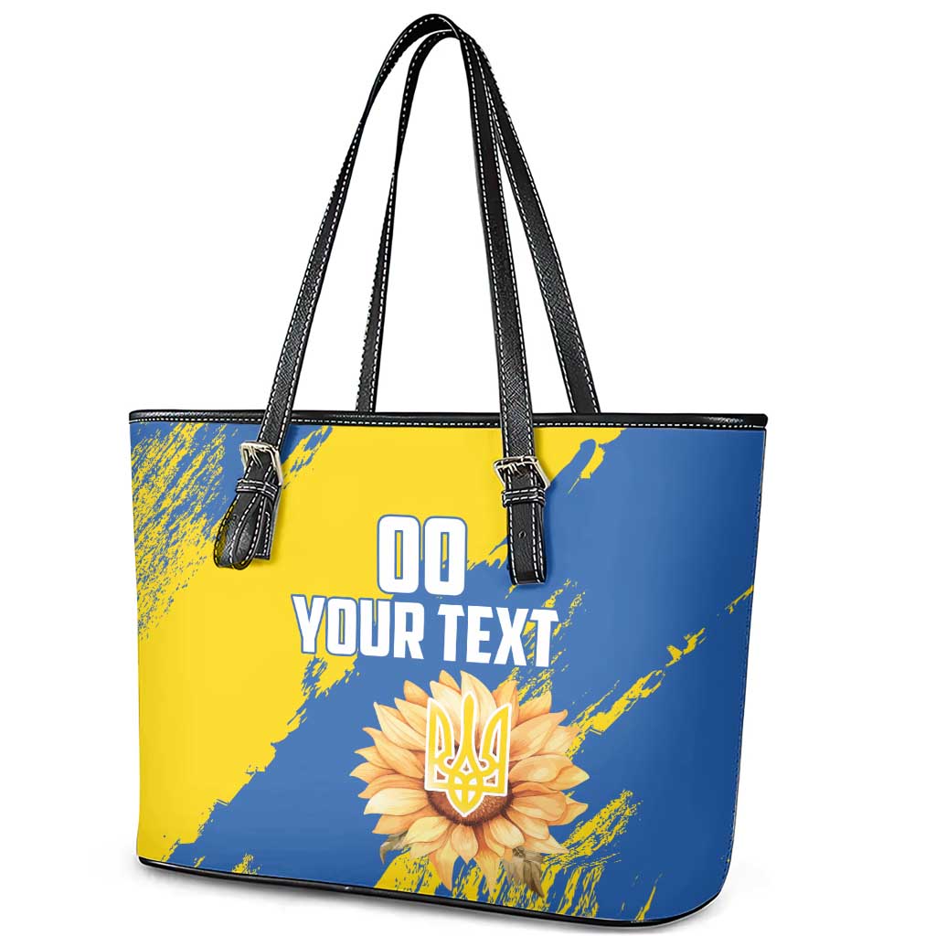 Custom Ukraine Independence Day Leather Tote Bag Dove Of Peace With Grunge Pattern - Wonder Print Shop