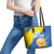 Custom Ukraine Independence Day Leather Tote Bag Dove Of Peace With Grunge Pattern - Wonder Print Shop