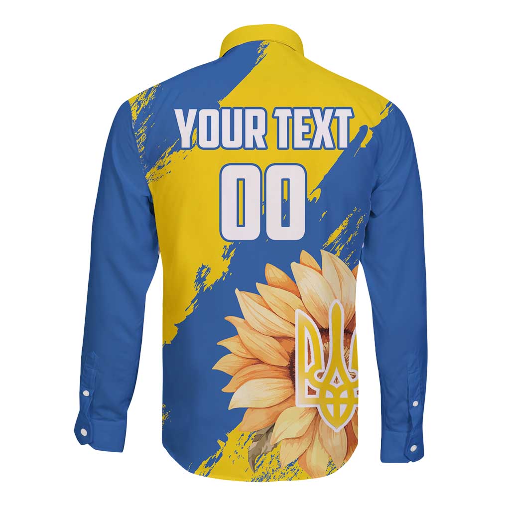 Custom Ukraine Independence Day Long Sleeve Button Shirt Dove Of Peace With Grunge Pattern - Wonder Print Shop