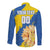 Custom Ukraine Independence Day Long Sleeve Button Shirt Dove Of Peace With Grunge Pattern - Wonder Print Shop
