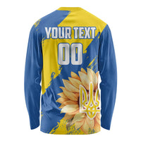 Custom Ukraine Independence Day Long Sleeve Shirt Dove Of Peace With Grunge Pattern - Wonder Print Shop