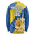 Custom Ukraine Independence Day Long Sleeve Shirt Dove Of Peace With Grunge Pattern - Wonder Print Shop
