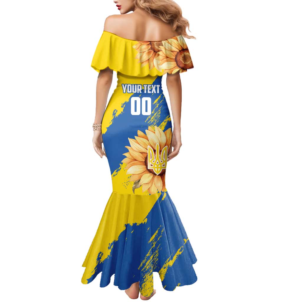 Custom Ukraine Independence Day Mermaid Dress Dove Of Peace With Grunge Pattern - Wonder Print Shop