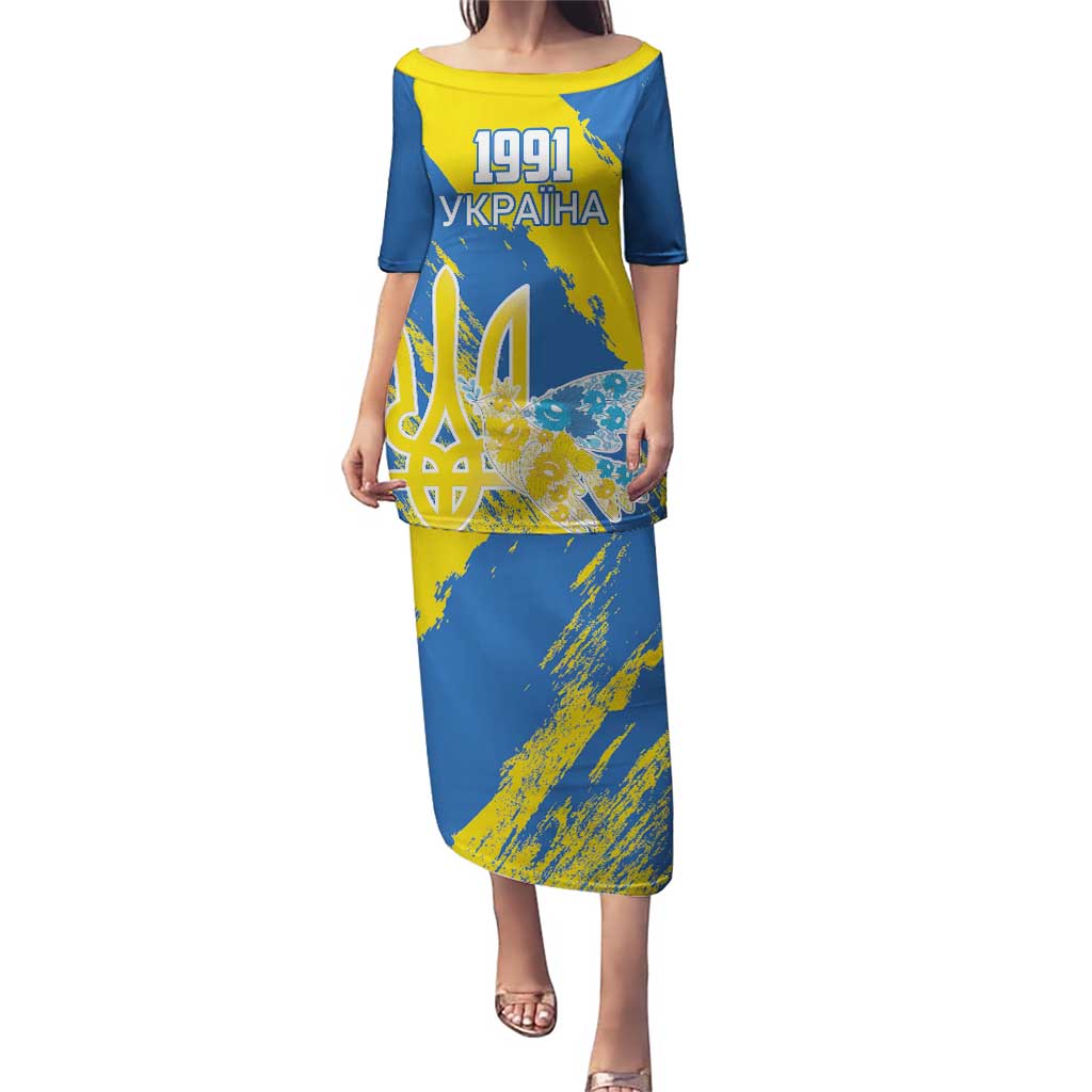 Custom Ukraine Independence Day Puletasi Dove Of Peace With Grunge Pattern - Wonder Print Shop